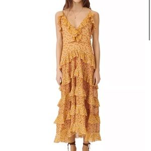 Maje Rissol cotton ruffled maxi dress size 1/S.